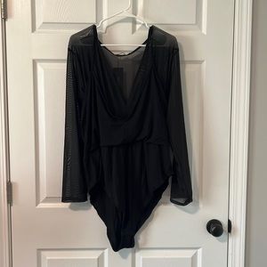 Boo-hoo plus mesh strappy bodysuit black